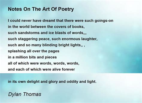 notes on the art of poetry dylan thomas